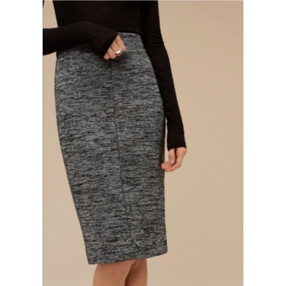Wilfred Free Aritzia Space Dye Pencil Skirt Black White Marl Knit Midi size S